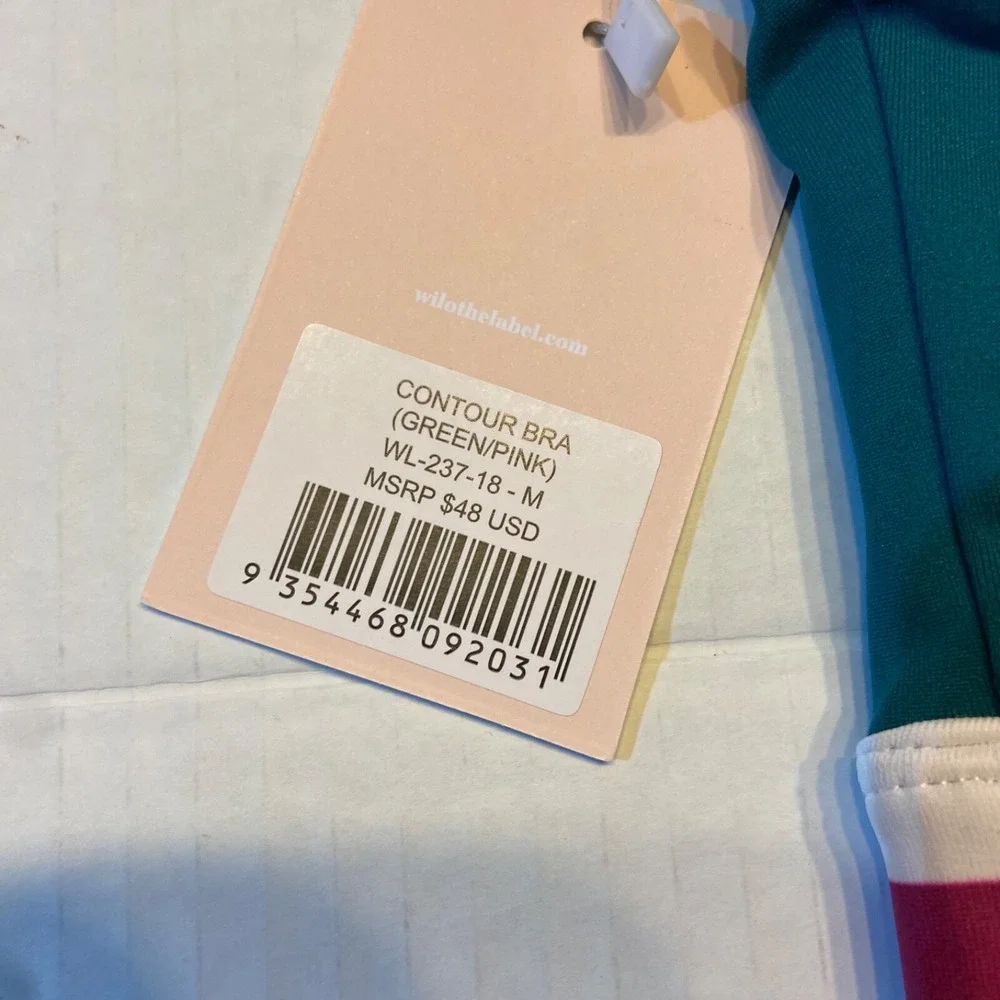 WILO the Label Women's‎ Contour Bra & Rib Bike Short Set M Green/Pink Activewear